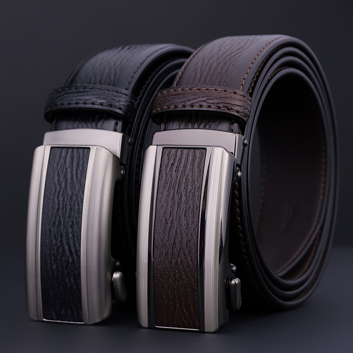 Men's Crocodile Textured Belt w/Automatic Buckle