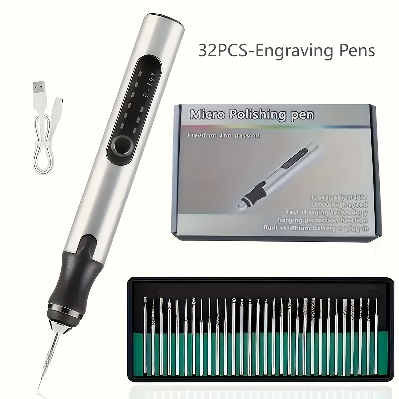 

Electric Engraving Pen, Usb Rechargeable Cordless Engraving Machine, Portable Diy Rotary Engraving Machine, For Jewelry Stone Carving (silvery)