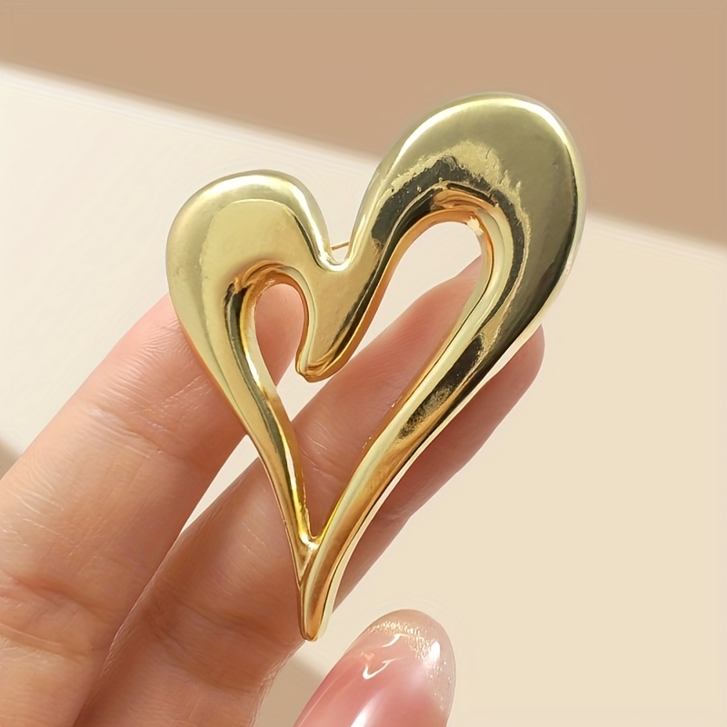 TEMU 1 Broche pour femme, Épingle de col, Boucle de châle, Accessoire de sac, Broche de cœur tendance et facile à