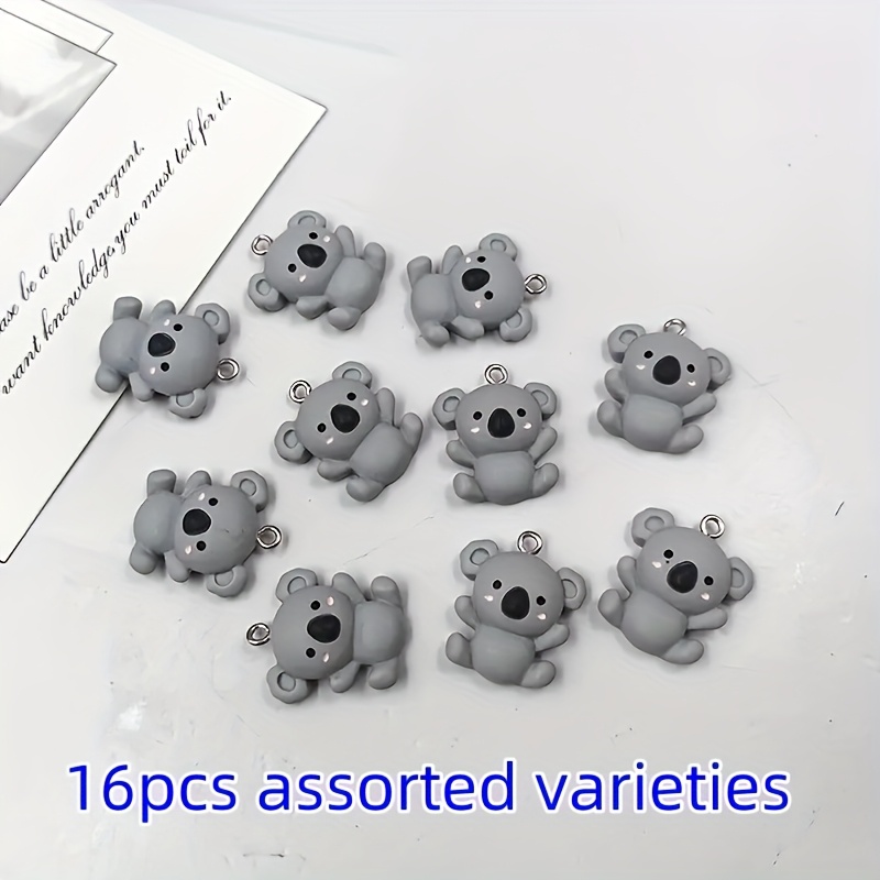 16pcs Random Mix Resin Koala Pendants, Cute Animal Additions, Suitable For Crafts, Necklace, Earrings, Jewelry Making And Phone Case Decoration, Charms