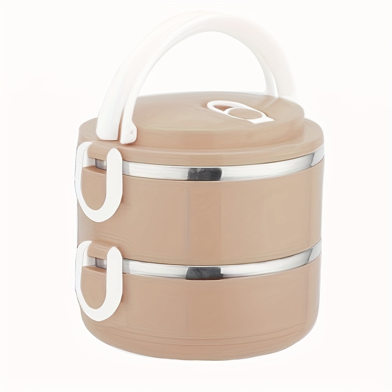 

1pc Stainless Steel Bento Lunch Box, Round Shape Portable Food Container, Picnic Box For Outdoor Office School