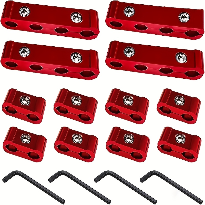 TEMU 12pcs Car Engine Spark Plug Wire Separator Divider Set For 8mm 9mm 10mm Spark Plug Wire Holder Clamp Ignition Wire Loom Divider Aluminum Alloy