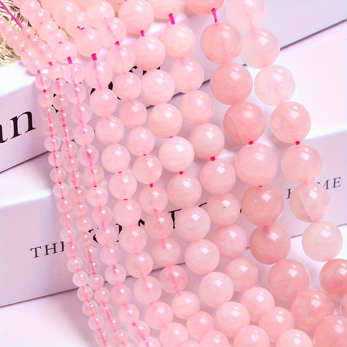 

A String Of 4-10mm Brand New High-quality Powder Crystal, Natural Stone Beads Rose Quartz Round Loose Beads, Fashionable Diy Bracelets, Necklaces Jewelry Handmade Crafts Supplies Valentine's Day Gifts