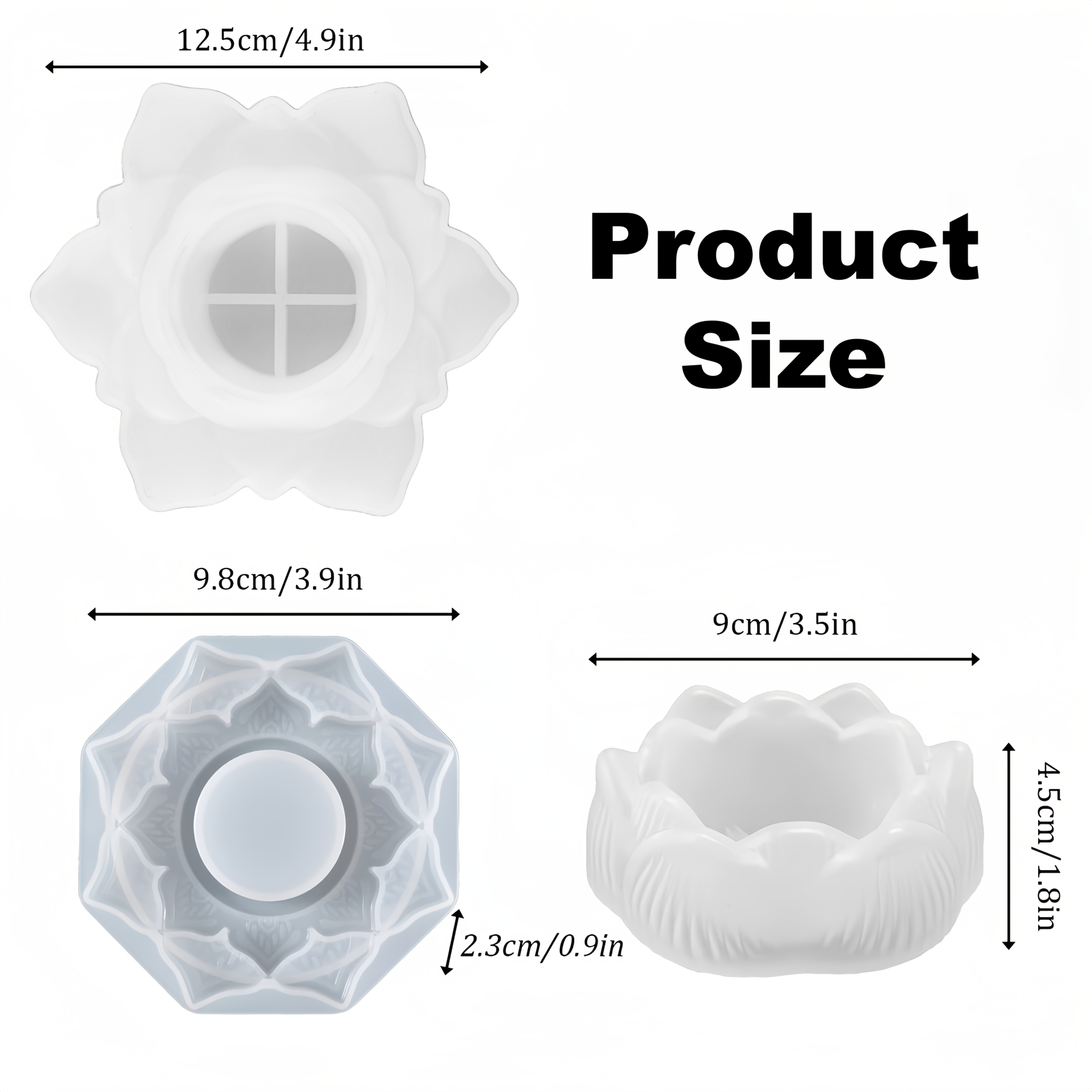 TEMU Set di 3 Stampi in Resina e Silicone, Stampi in Resina e Silicone per Portacandele, Stampo per per Portacandele Fai da Te, e Decorazione per la