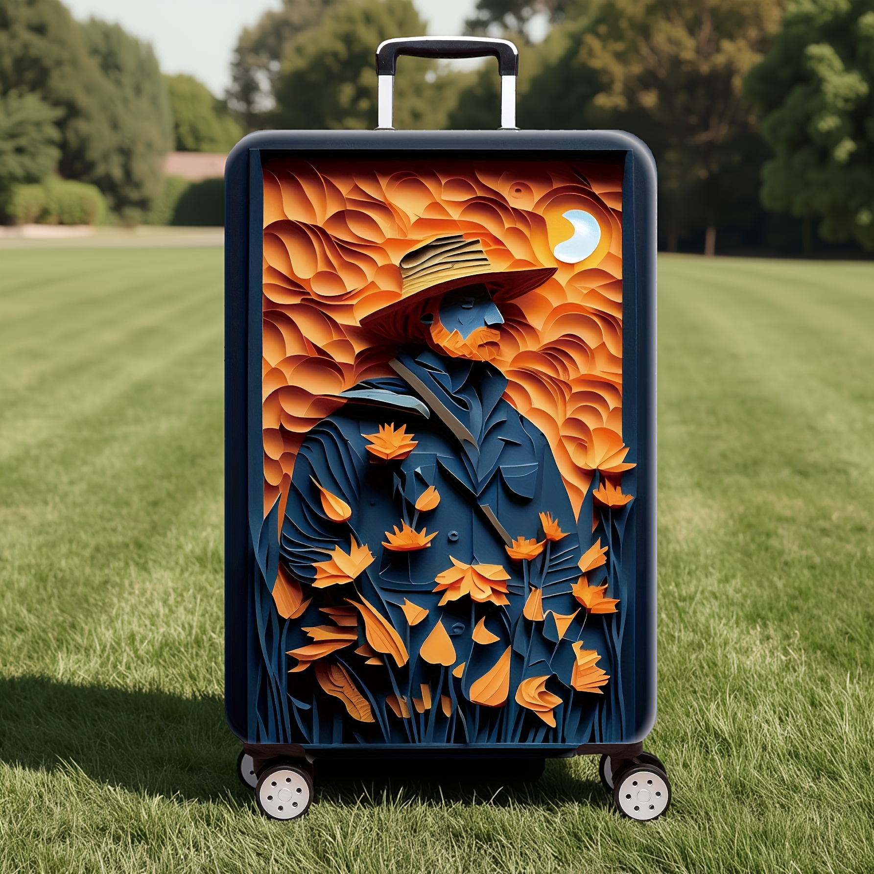 TEMU 1pc / Paper-cut Art Pattern / Flat Print Design / Luggage Protective Cover (luggage Protective Cover Only, Luggage Not Included) / Suitable For