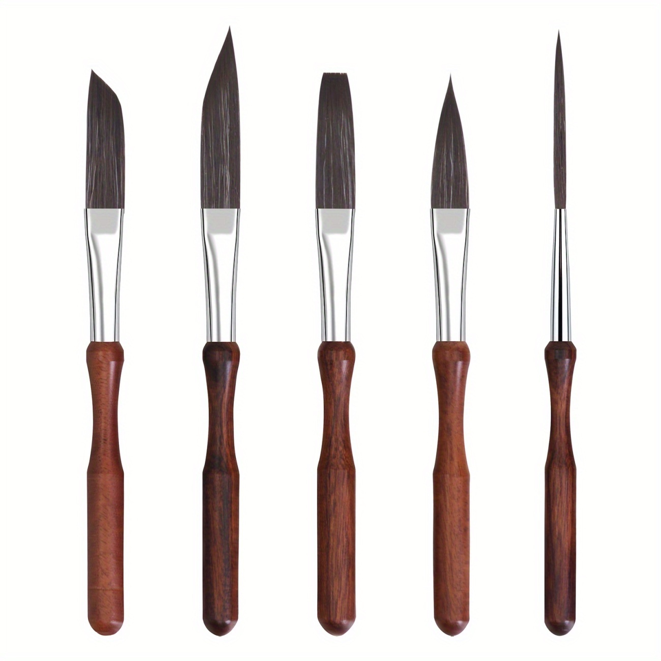TEMU 5pcs Brush Set, High-performance Detailing Brushes Including Liner, Scroll, Chisel, And Stripe Brushes. Professional Brushes With Versatile ,