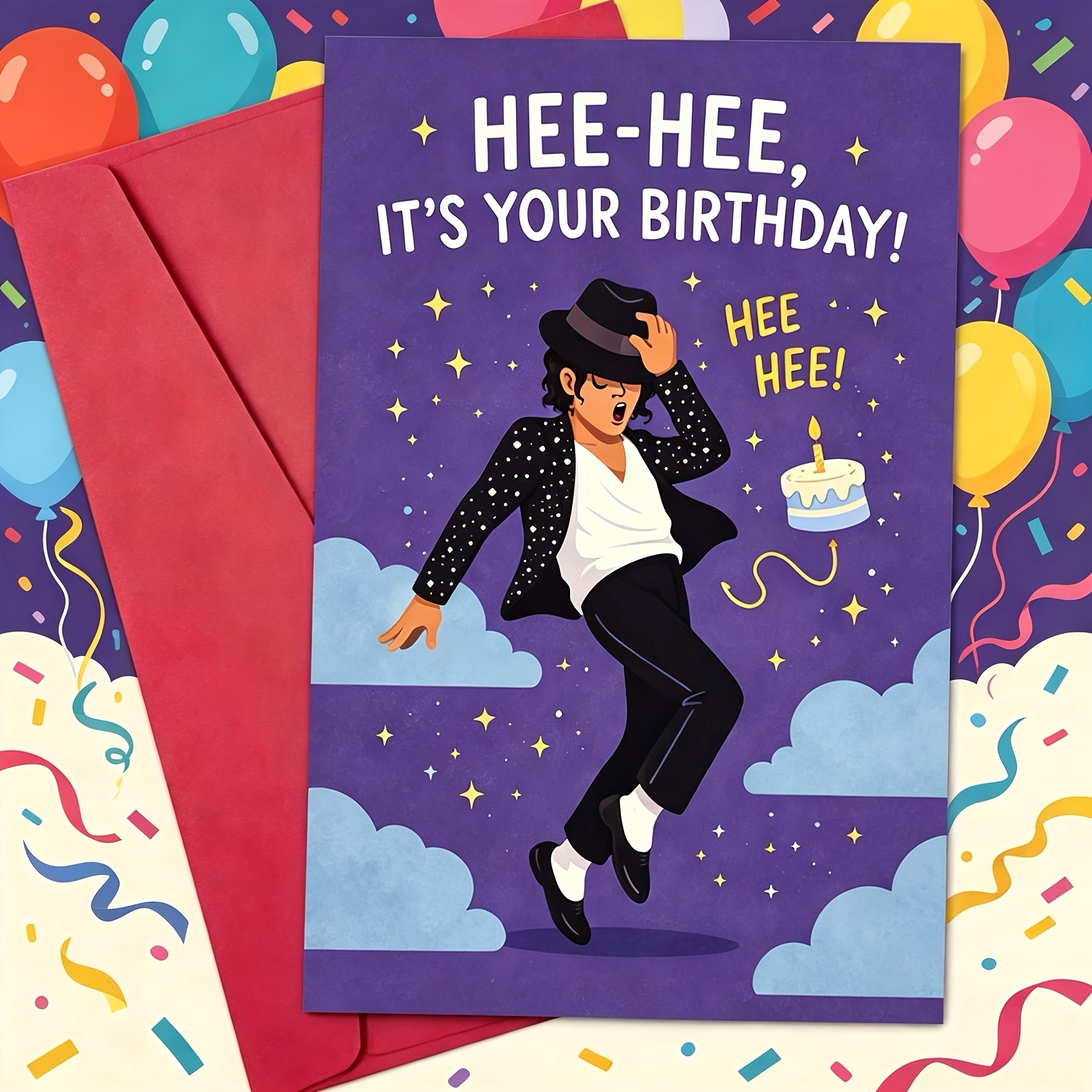 a greeting card with an envelope   designed for fans to give on their birthdays featuring a beautiful dancing illustration