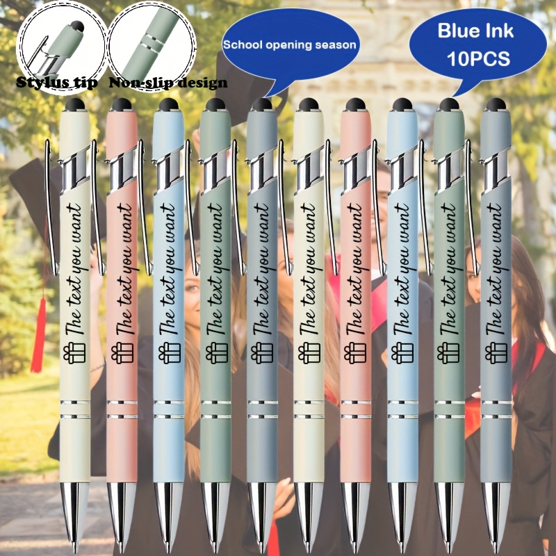 10pcs Ballpoint Pens With Handwriting Tips, Inspirational Pens, Custom Inspirational Quotes, Writing Blue Ink, Suitable For Back-to-school Learning Supplies, Teachers, Office, Gifts