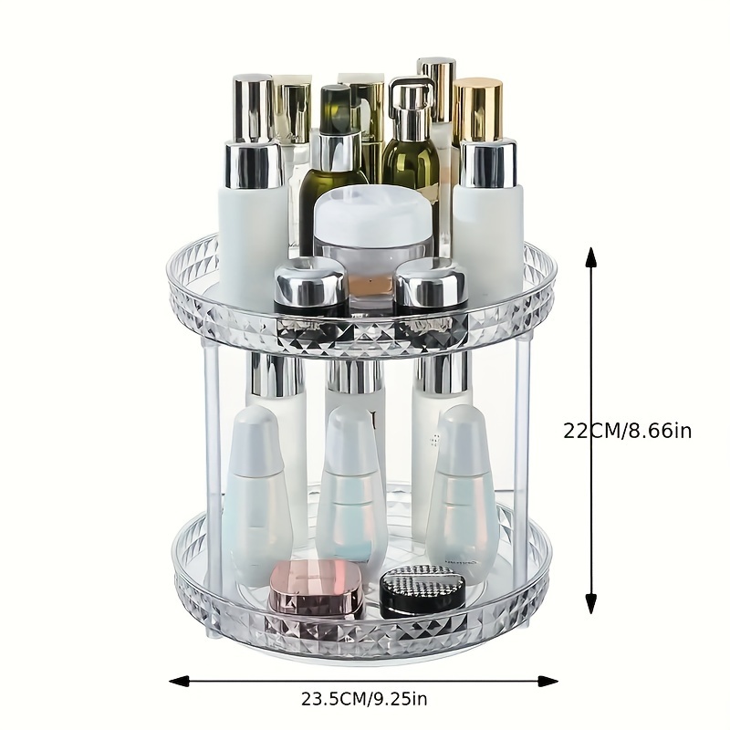 1pc rotating clear cosmetic organizer multi functional makeup storage tray for bathroom vanity home decor accessory details 6