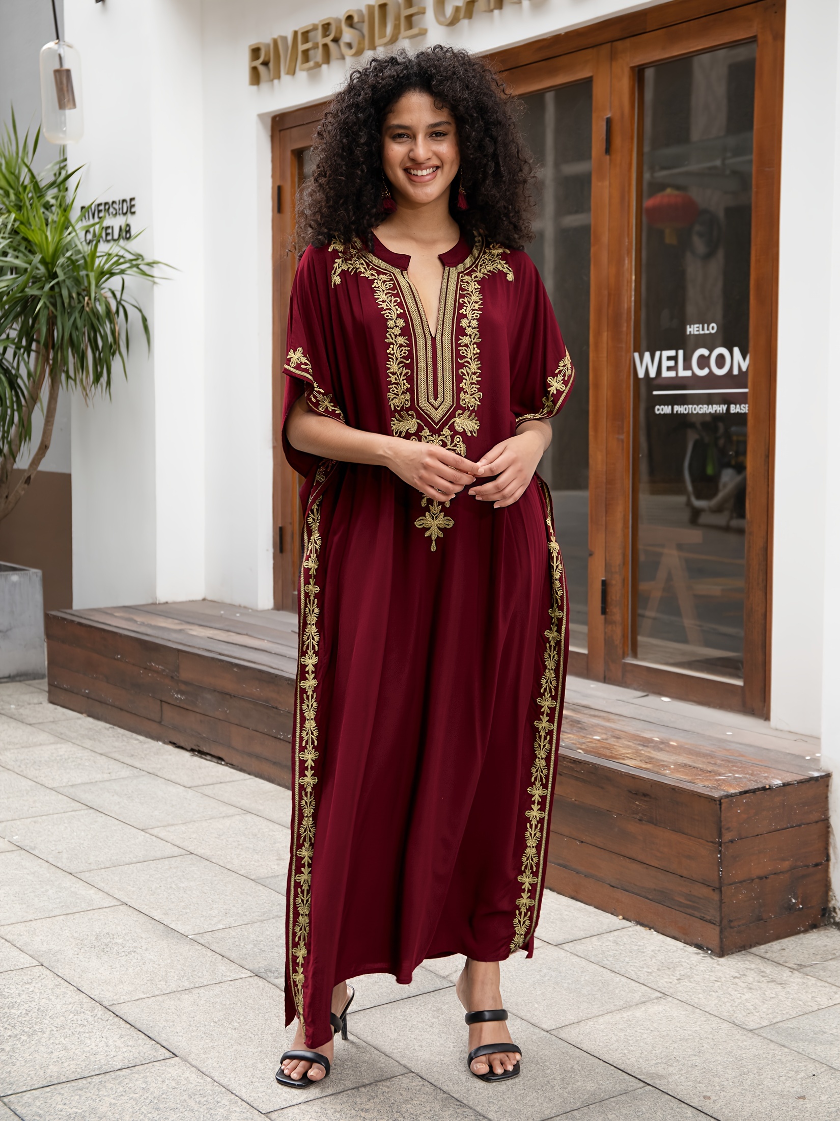 Ethnic Dress Burgundy And Gold Plus Size Dress Plus Size Maxi Sequin  Off-Shoulder Dress Torrid