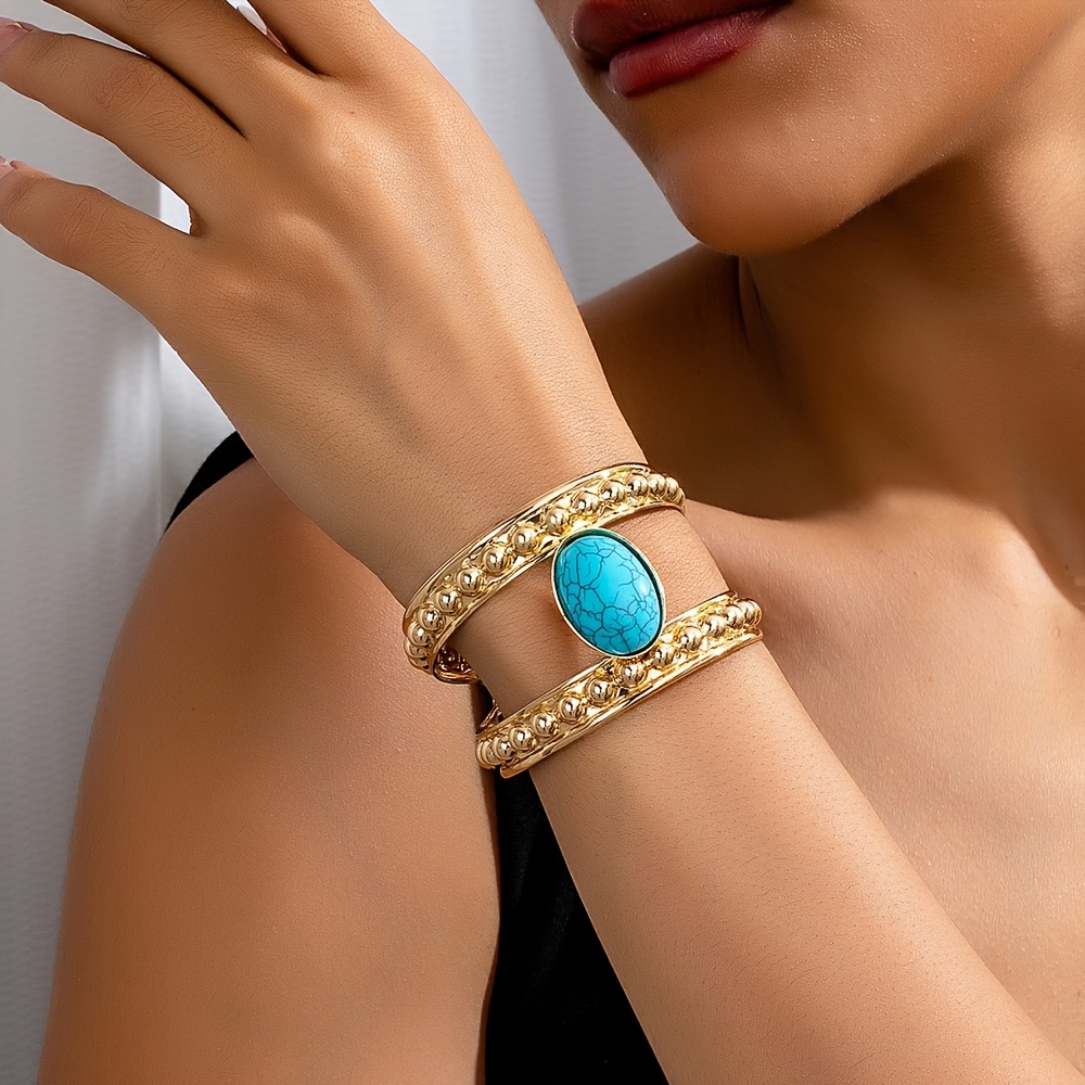 E-shop Elegantes Damenarmband im europäischen amerikanischen Vintage-Stil, eingelegt mit synthetischem Türkis, geeignet für den als Feiertagsgeschenk