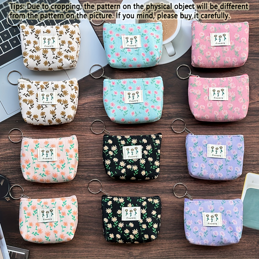 TEMU 12pcs Multifunctional Creative Corduroy Coin Purse, Stylish Women's Clutch Wallet For And Keys, Simple And Versatile Gift Bag.