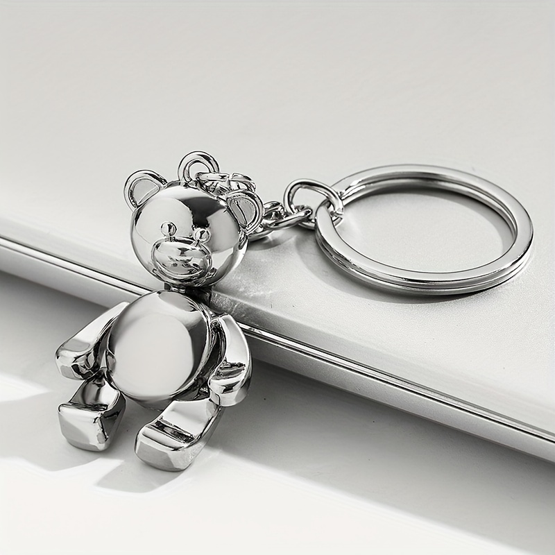 

Charming Alloy Bear Keychain For Women, Articulated 3d Design, Fashionable, Shiny Finish, Birthday Accessory