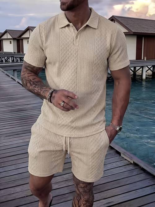 wanrenshan obm 2-teiliges set: herren-sommerhemd + shorts. weicher bequemer stoff, atmungsaktiv für outdoor-sport, für urlaub tägliche herren-outfits. das perfekte geschenk.