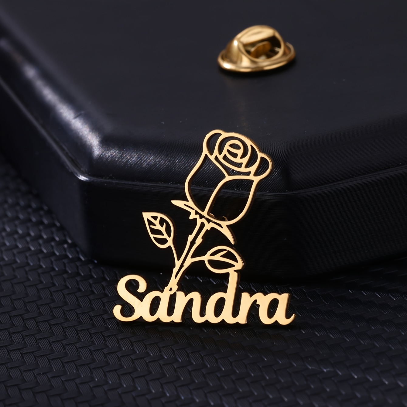 TEMU Rose Name Brooch, Unisex Stainless Steel Custom Brooch Pin Badge Personalized Wedding Party Jewelry For Clothing