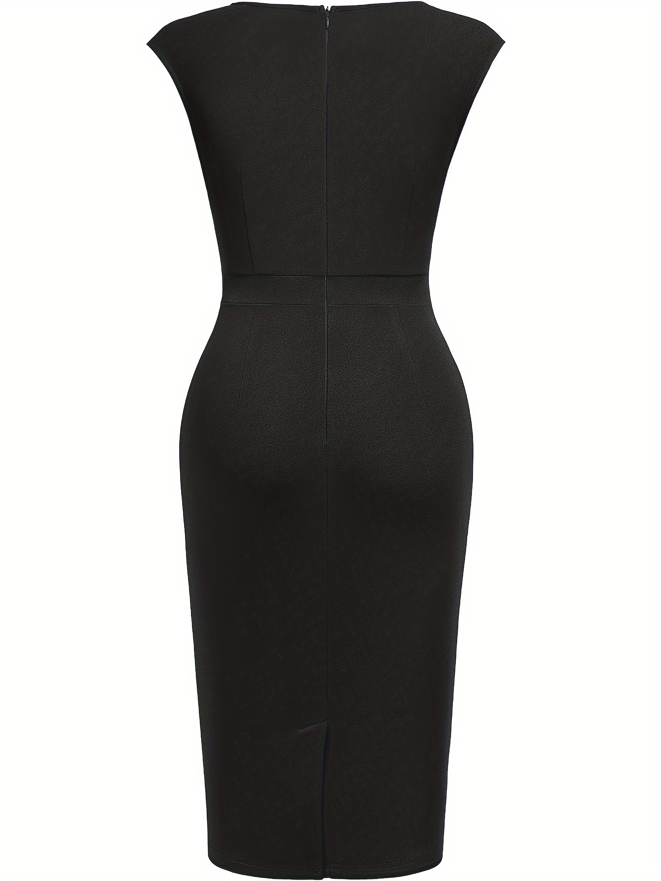 A Women'S Fitted Dress with a Square Neckline, Featuring a Easy Solid Color And Elegant Sleeveless Design That Highlights The Waist, in a Mid-Length Pencil Skirt Style