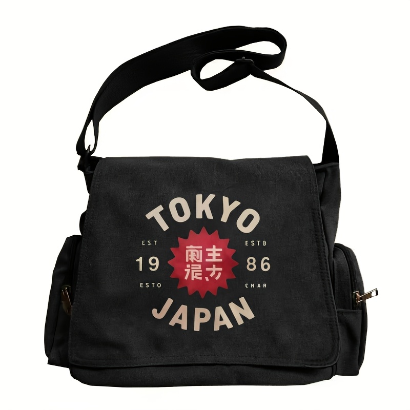TEMU Vintage Tokyo 1986 Printed Women's Shoulder Bag/crossbody Bag/large Capacity Tote Bag/ Bag, Japanese-style Flap Messenger Bag, Adjustable