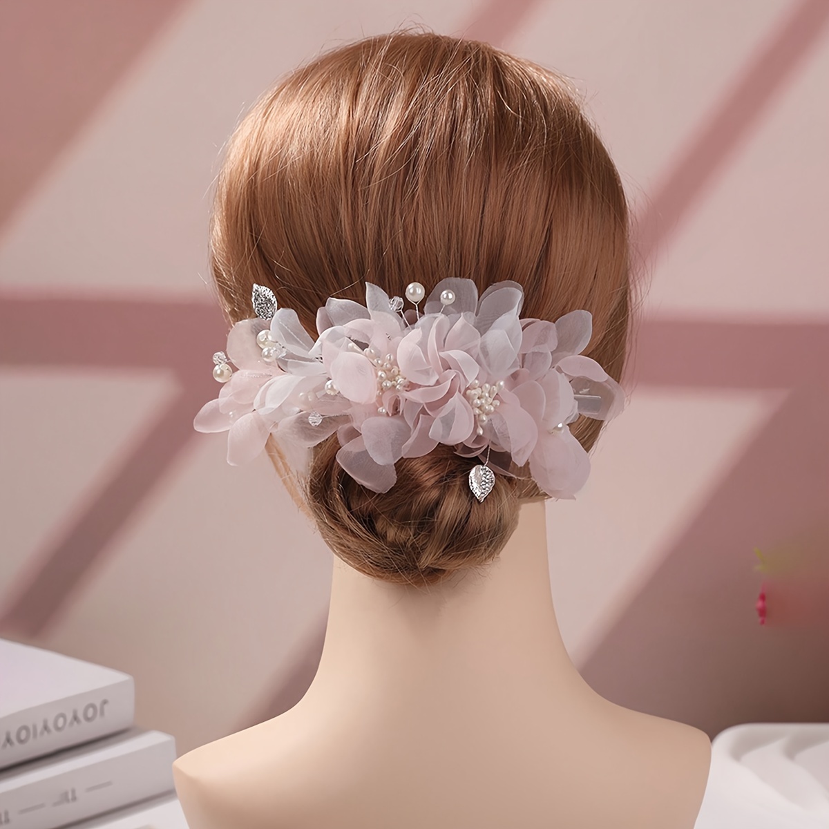 

Floral Bridal Hair Clip - Handcrafted With Tulle Flowers, Pearls, And Rhinestones For A Vintage-inspired Wedding Accessory