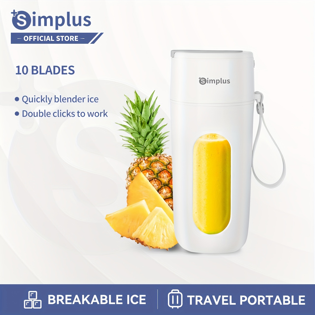 

Simplus Portable Juicer, Max Mixing Capacity 400ml, 38s Crushing Ice 10 Leaf Stainless Steel Knife Head 18000rpm, Kitchen Small Appliances