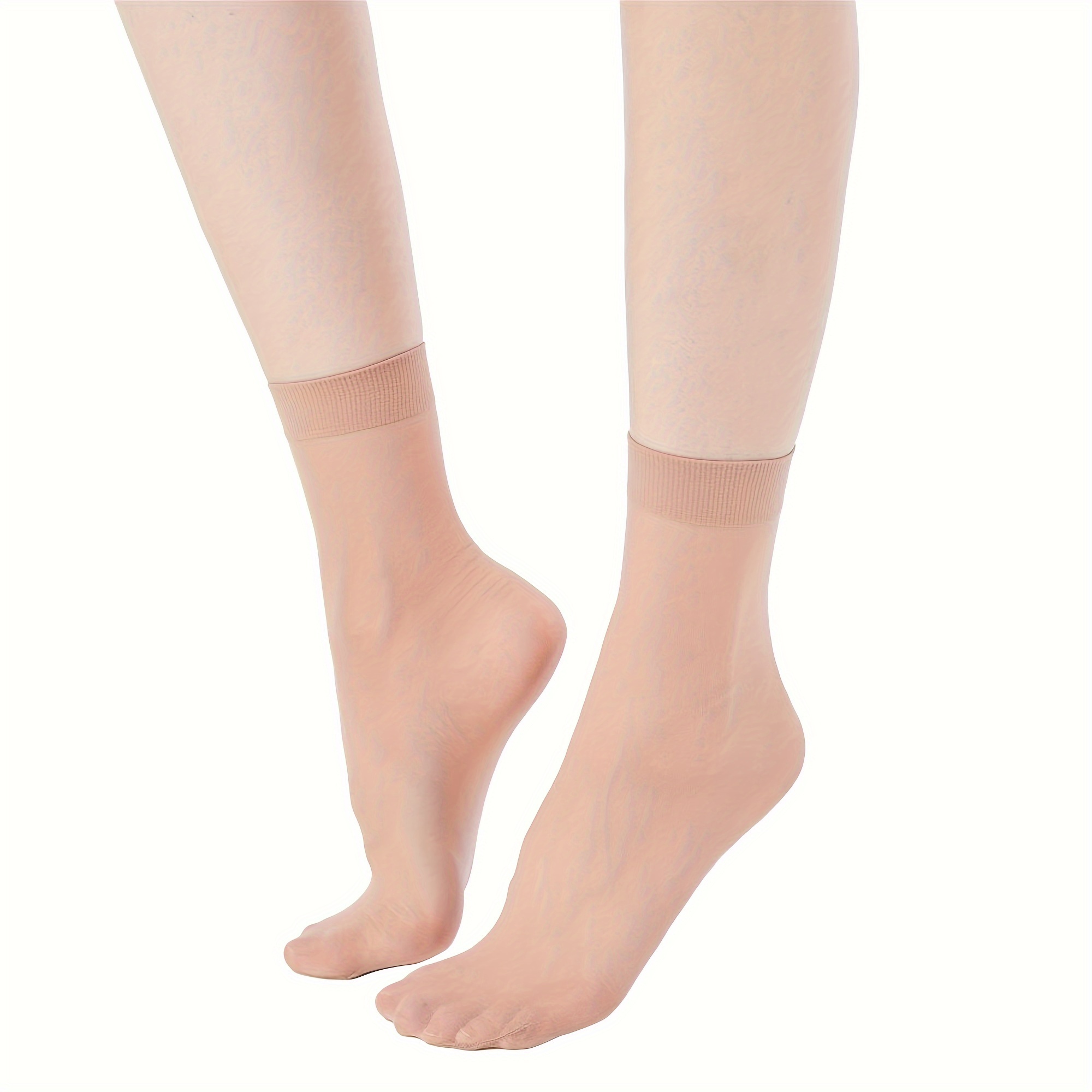 

10 Pairs Solid Sheer Socks, Comfy & Breathable Reinforced Toe Short Socks, Women's Stockings & Hosiery
