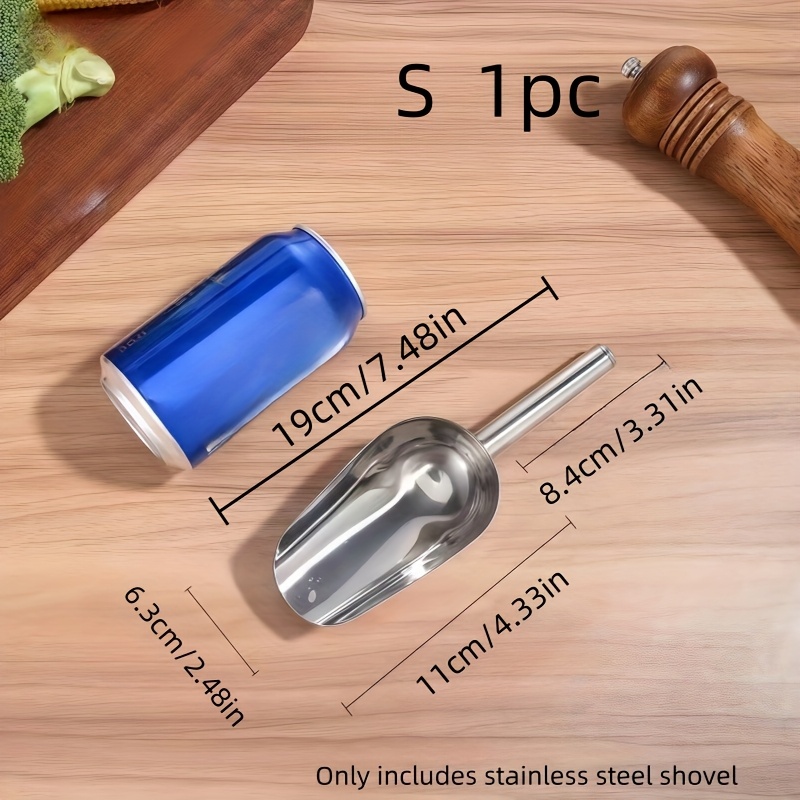 1pc Stainless Steel Scoop For Dry Fruit, Rice, Ice, Sugar, Beans - Small/medium/large Kitchen Utensil, Supermarket , Cooking Tool