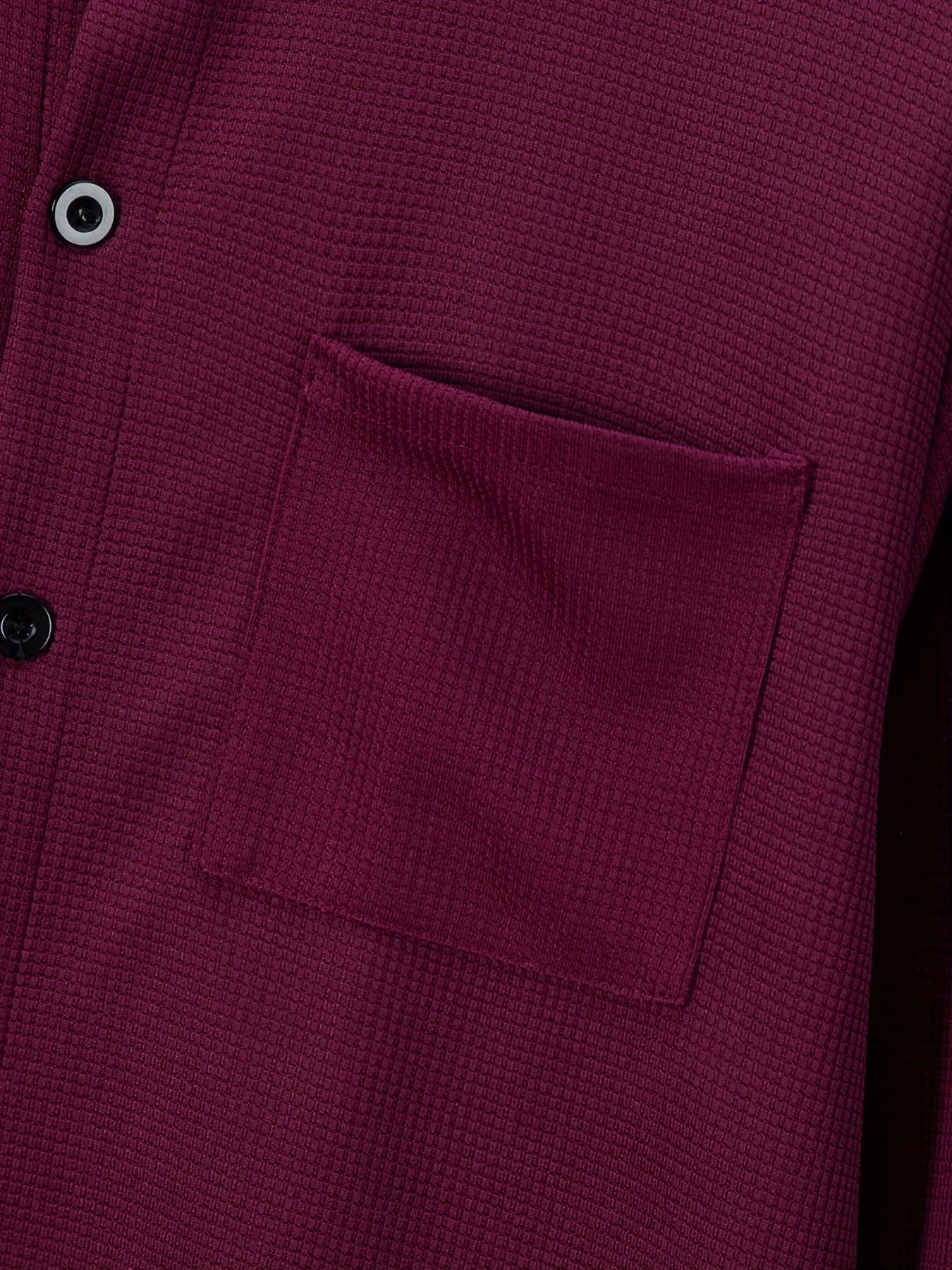 قميص رجالي عملي بتصميم وافل وياقة مستقيمة للعمل