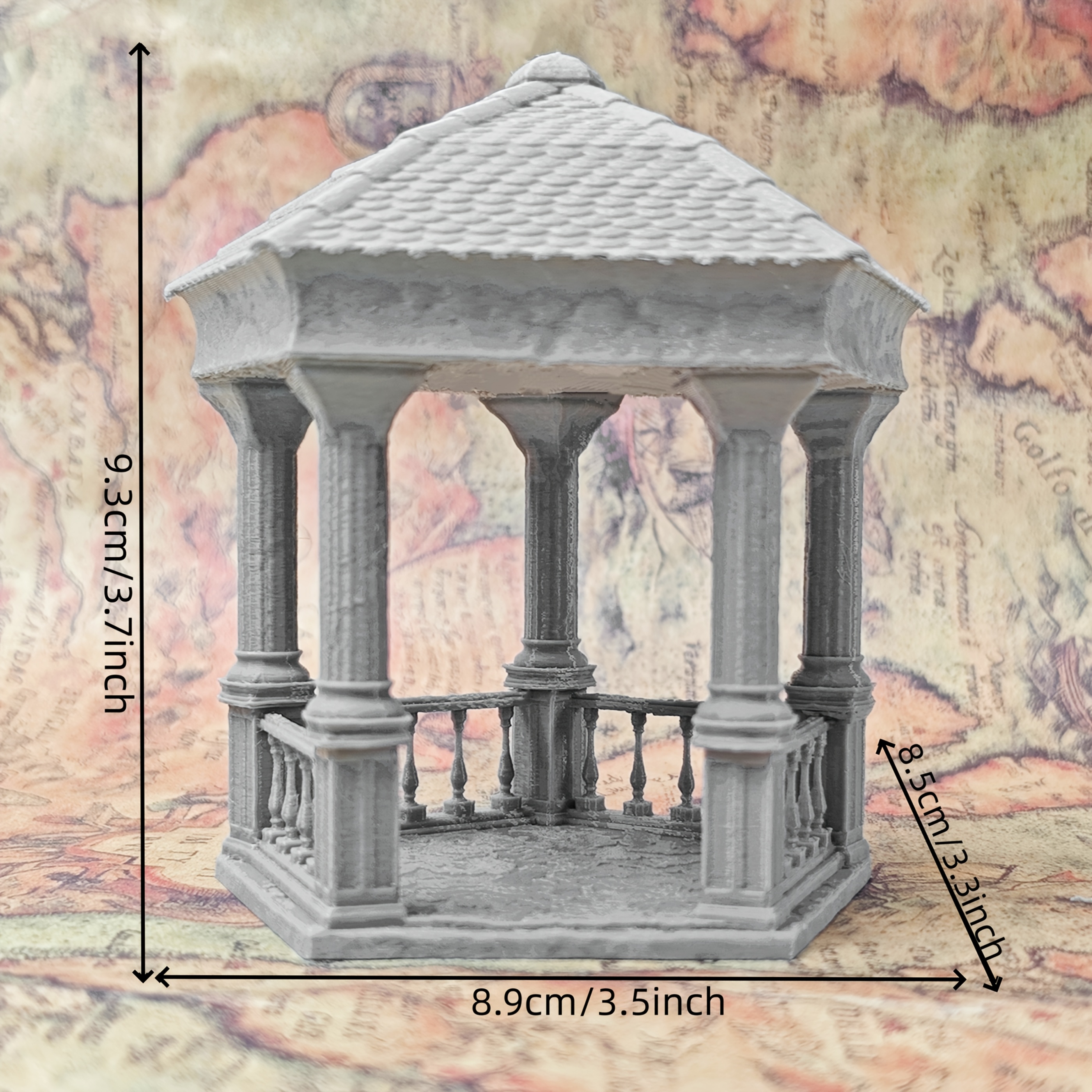 E-shop 1 Stück, TTRPG Fantasy-Elfen-Terrain-Miniaturmodell mit strukturiertem Dach, Säulen geschnitztem für RPG, , Pathfinder andere