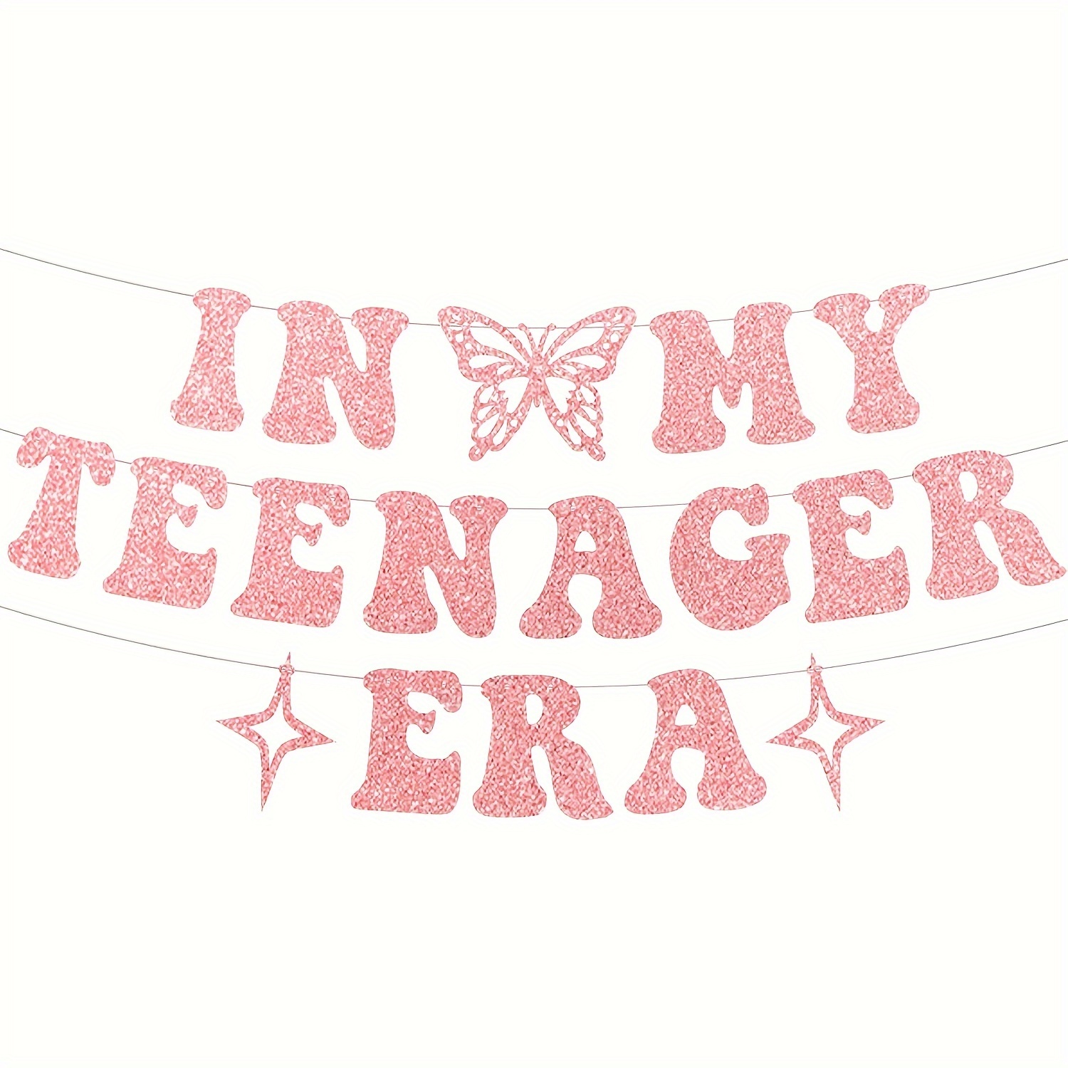 

In My Teenager Era" 13th Birthday Party Banner - Ts Theme, Rose Golden Glitter Decorations For Girls