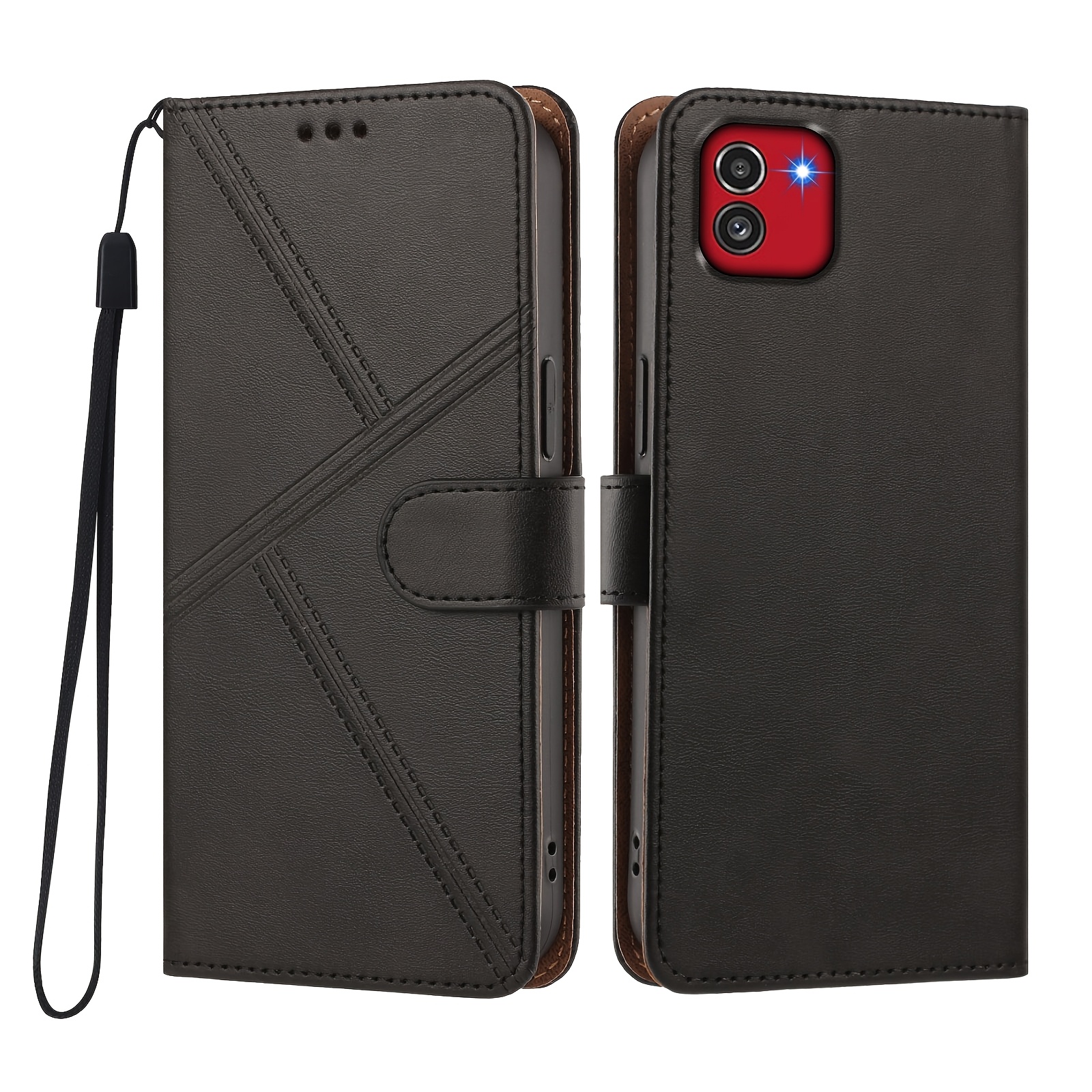 TEMU Phone Case: Wallet Case For Galaxy A03 166 Phone Case, Flip Folio Case, With Lanyard, Card Slots Holder Kickstand Magnetic, Closure Shockproof