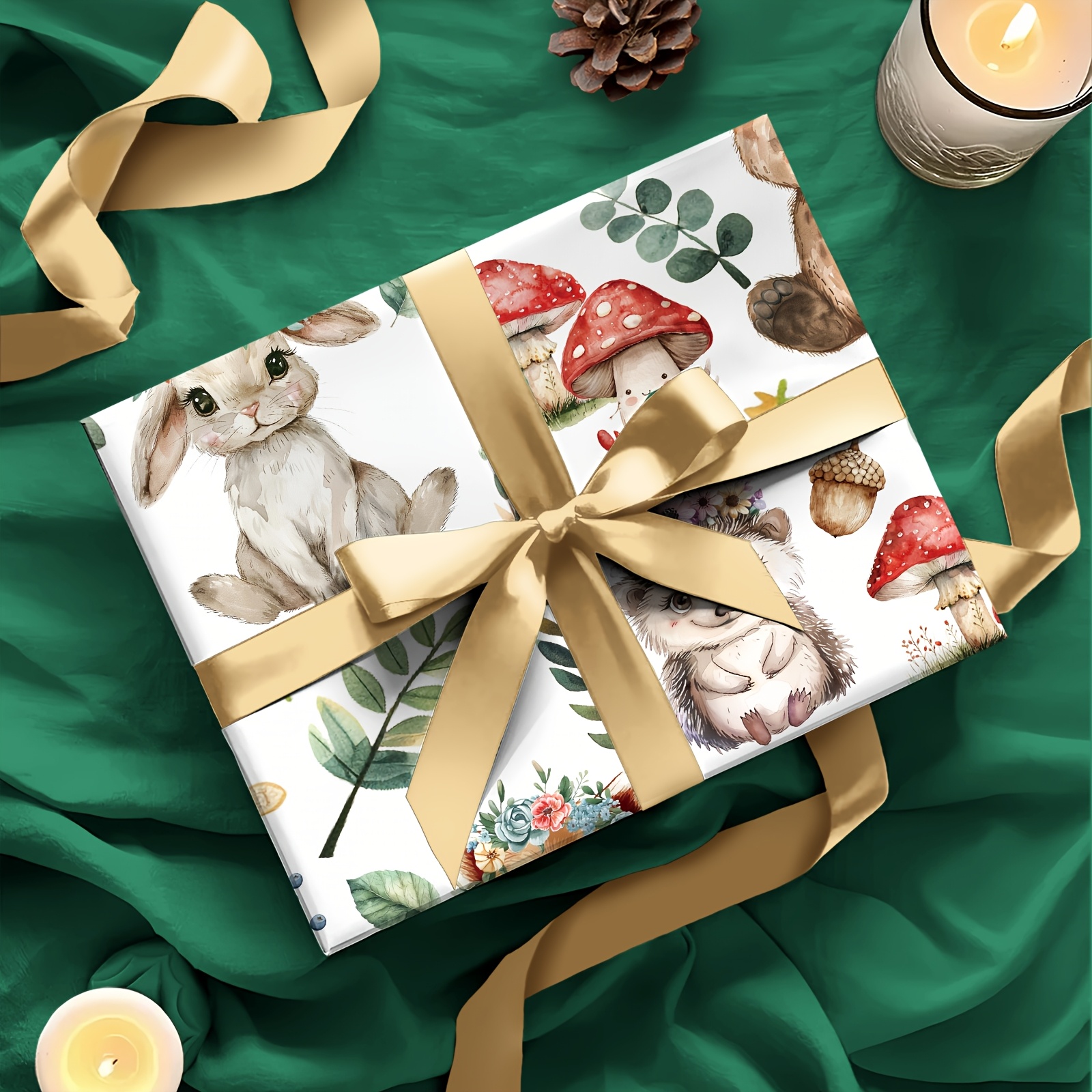 Image of 1 Roll Of Forest-style Cute Animal Pattern Wrapping Paper | Watercolor-painted Fox, Deer, Mouse, Etc. Suitable For Parties, Decorations And Gift Wrapping - 43 Cm X 500 Cm (17 Inches X 16.4 Feet)