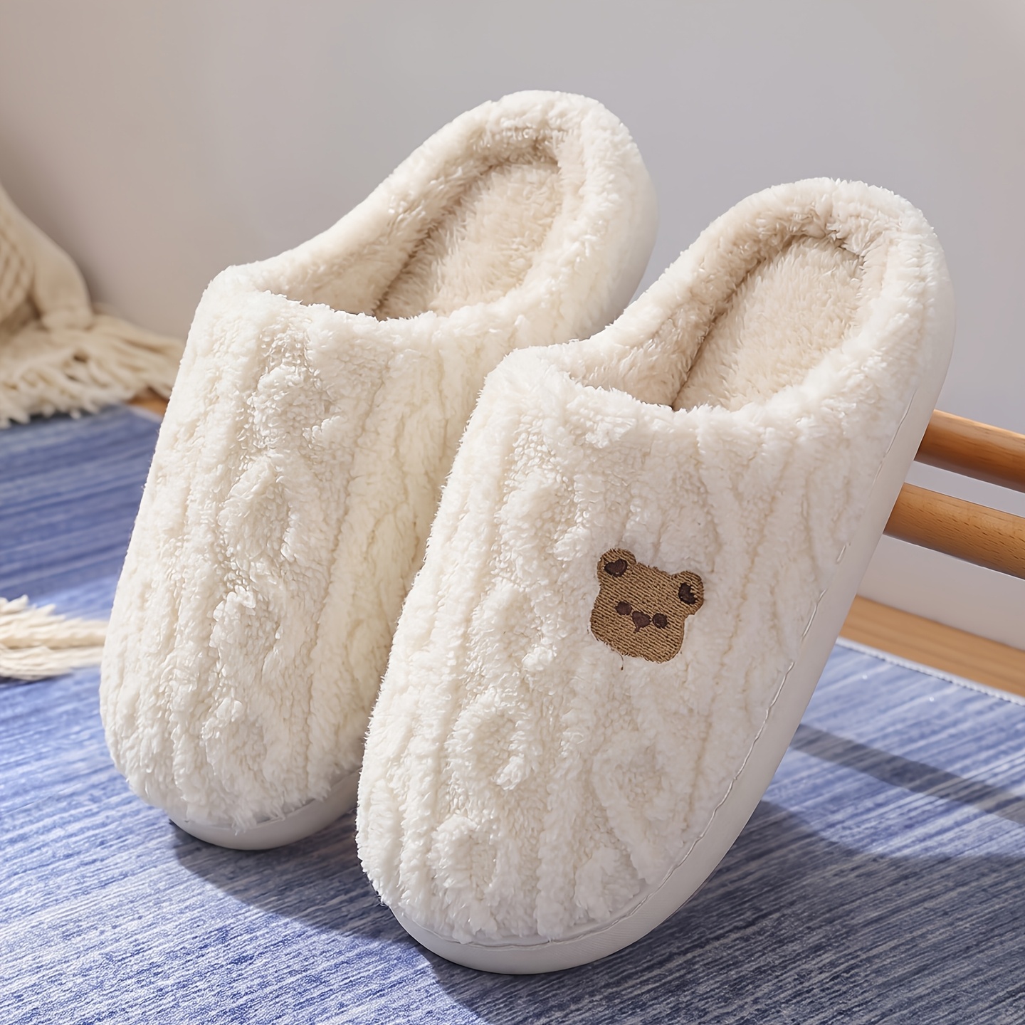 TEMU Fzt Women's & Unisex Winter Slippers With - Soft Sole Suitable For /outdoor, Lightweight Sole & Cushioned , Cartoon Shoes For,, Care - Hand