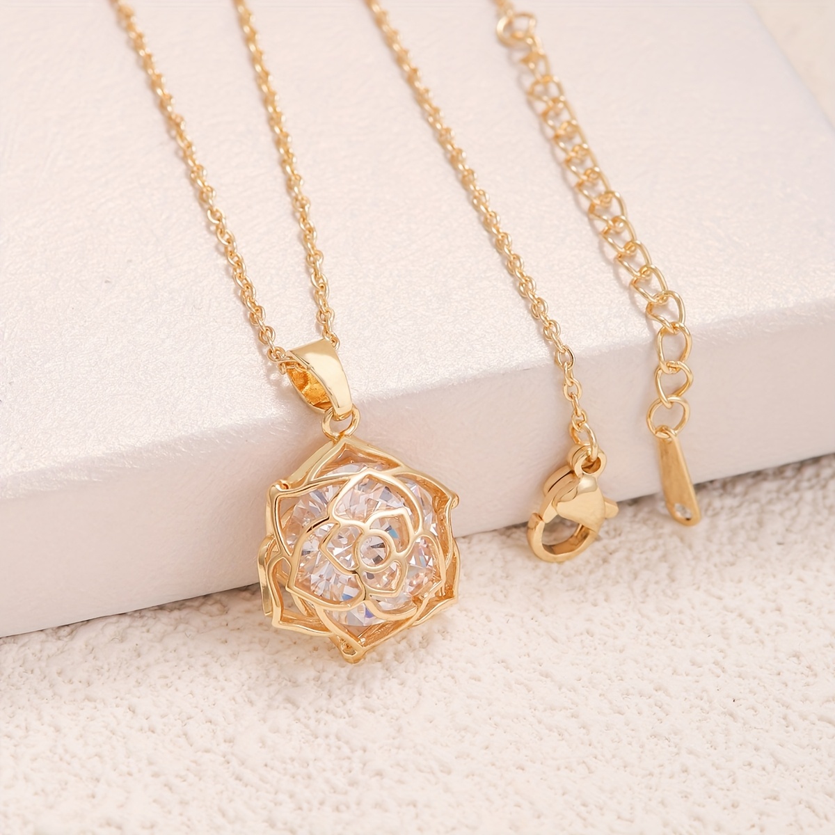 Image of 1 Elegant Pendant Necklace, Inlaid With Sparkling Cubic Zirconia And Stainless Steel Chain Necklace, Exquisite Women's Necklace, Perfect For Mother's Day, Valentine's Day, Teacher's Day, Anniversary