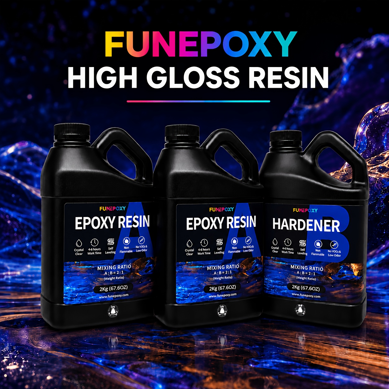 TEMU Funepoxy 6kg Epoxy Resin Kit (a:4kg+b:2kg) - Bubble-free Low Odor Casting Resin Suitable For , River Tables, Diy Crafts, Wood Fillers, Suitable