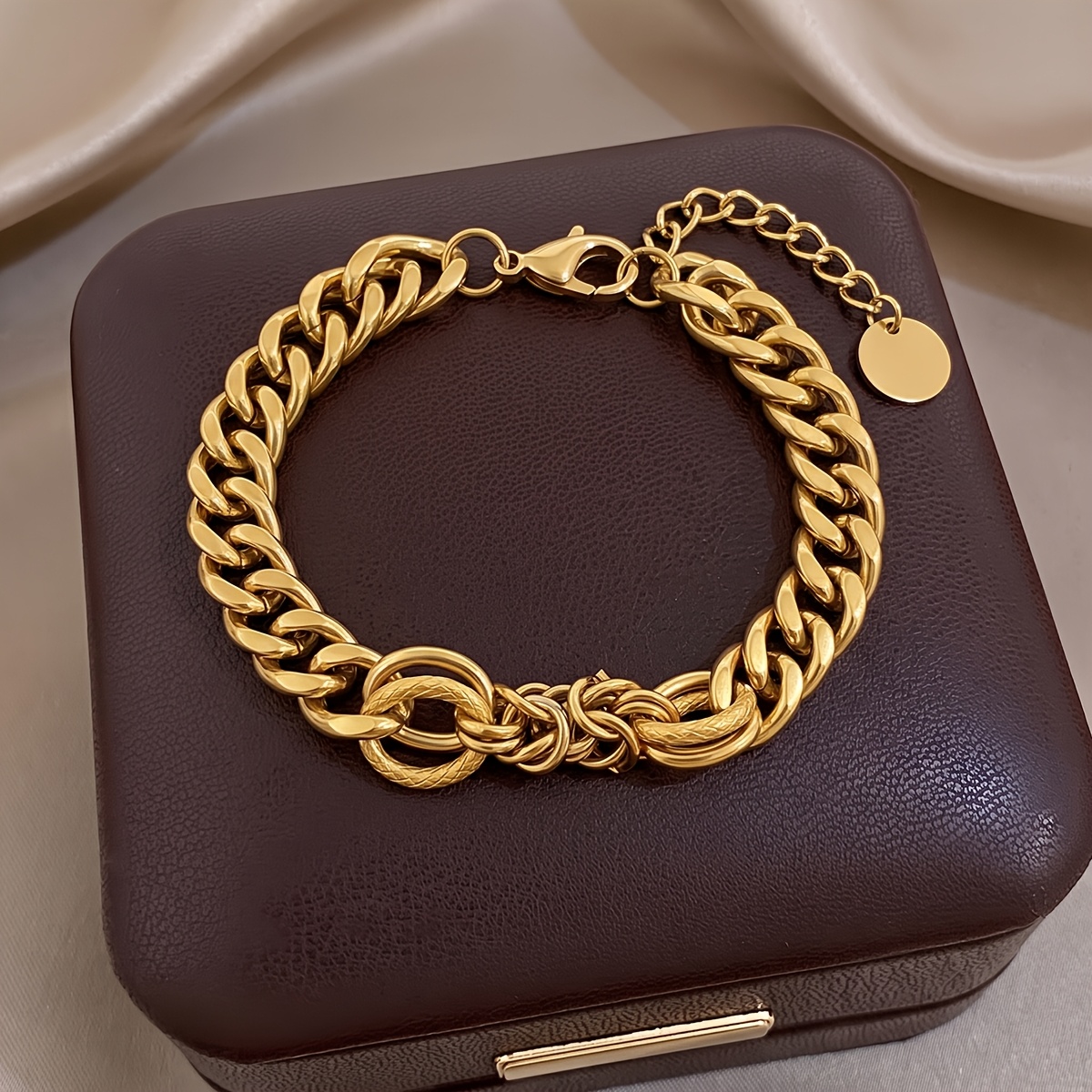 18K Golden Plated Bracelet and Necklace Jewelry Set, Unique Design