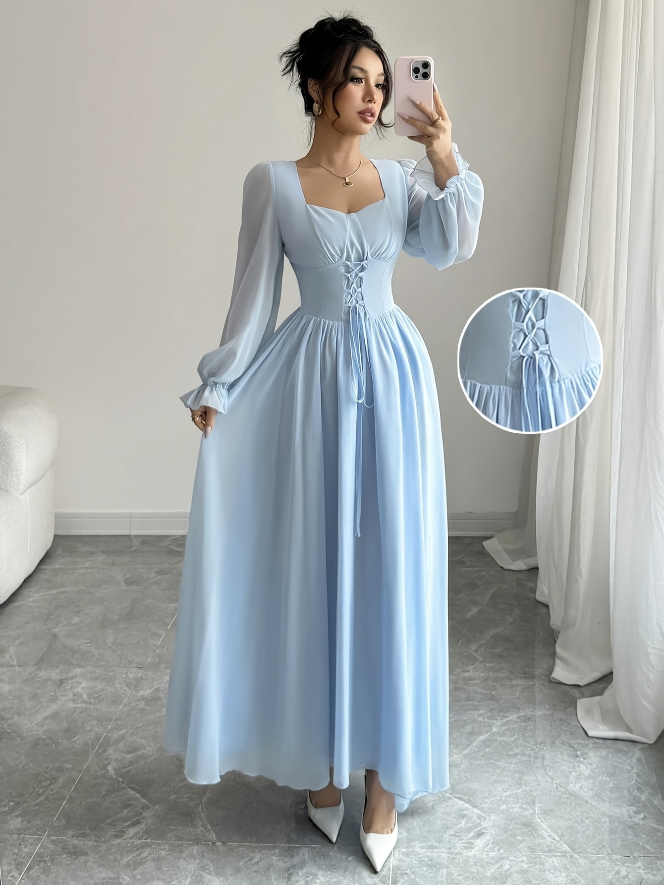 prom bouquet for blue dress Shop the Vera Two-Way Mini Dress in Dusty Blue main image 1