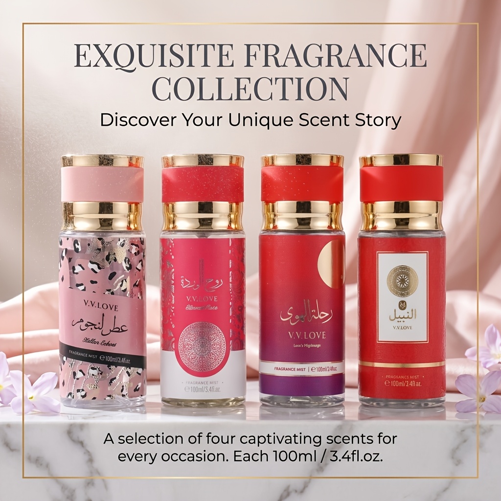 Image of [women's Perfume] This Set Of 4 Women's Perfume Sprays Features Of 4 Fragrances, Blending Floral, Fruity And Notes. An For Daily Use, Dates And As A Gift For Festivals