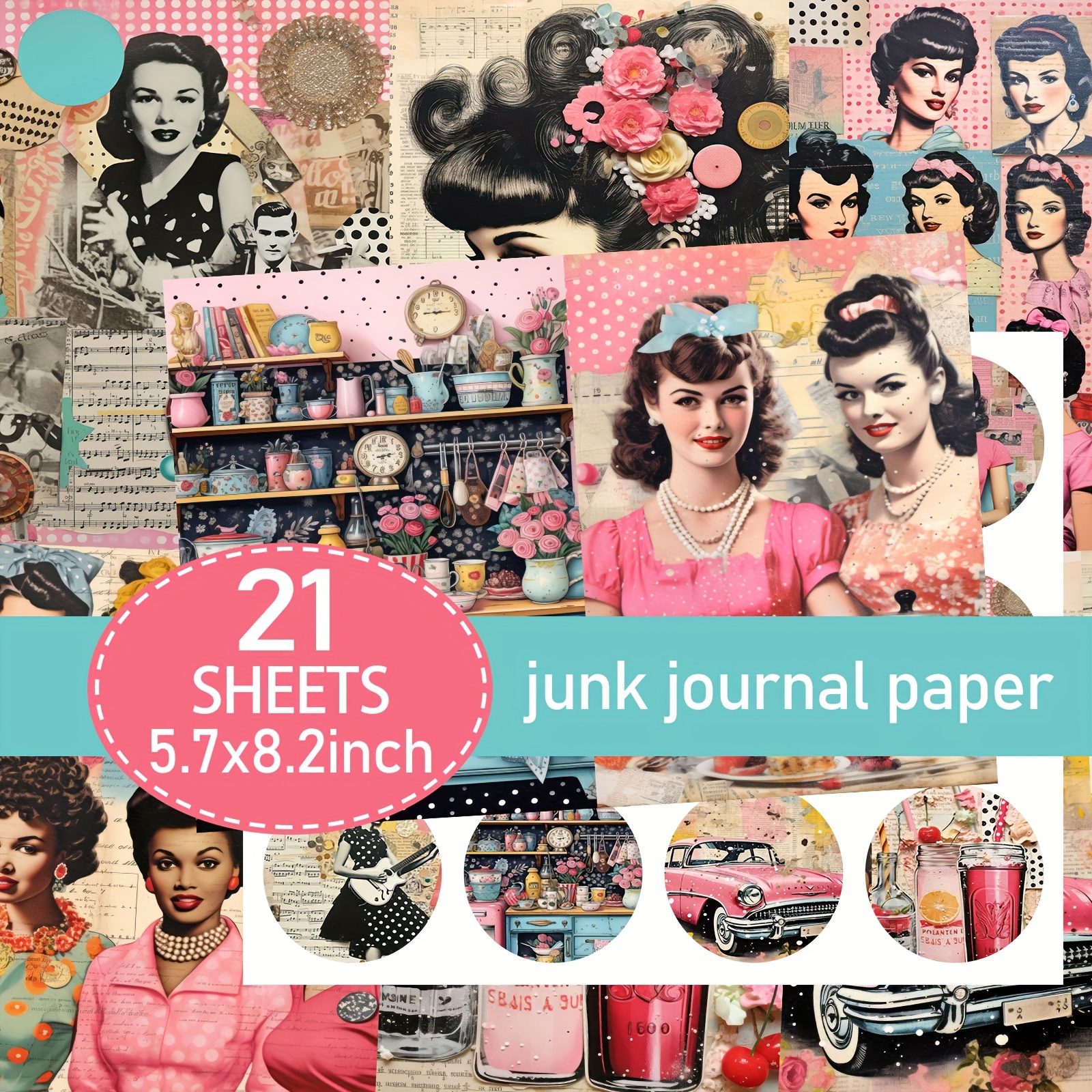 TEMU A Set Of 21 A5 Vintage-style Modern Women's Scrapbooking Papers, Including Handcrafted Junk Journal And Decorative Craft Paper, Along With
