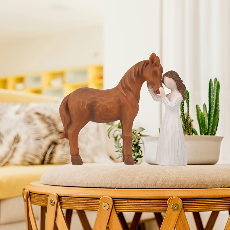 

Resin Girl And Horse Figurine, Thoughtful Gift, Modern Decor For Home, Indoor & Outdoor Use, No Electricity Needed, Room Decoration