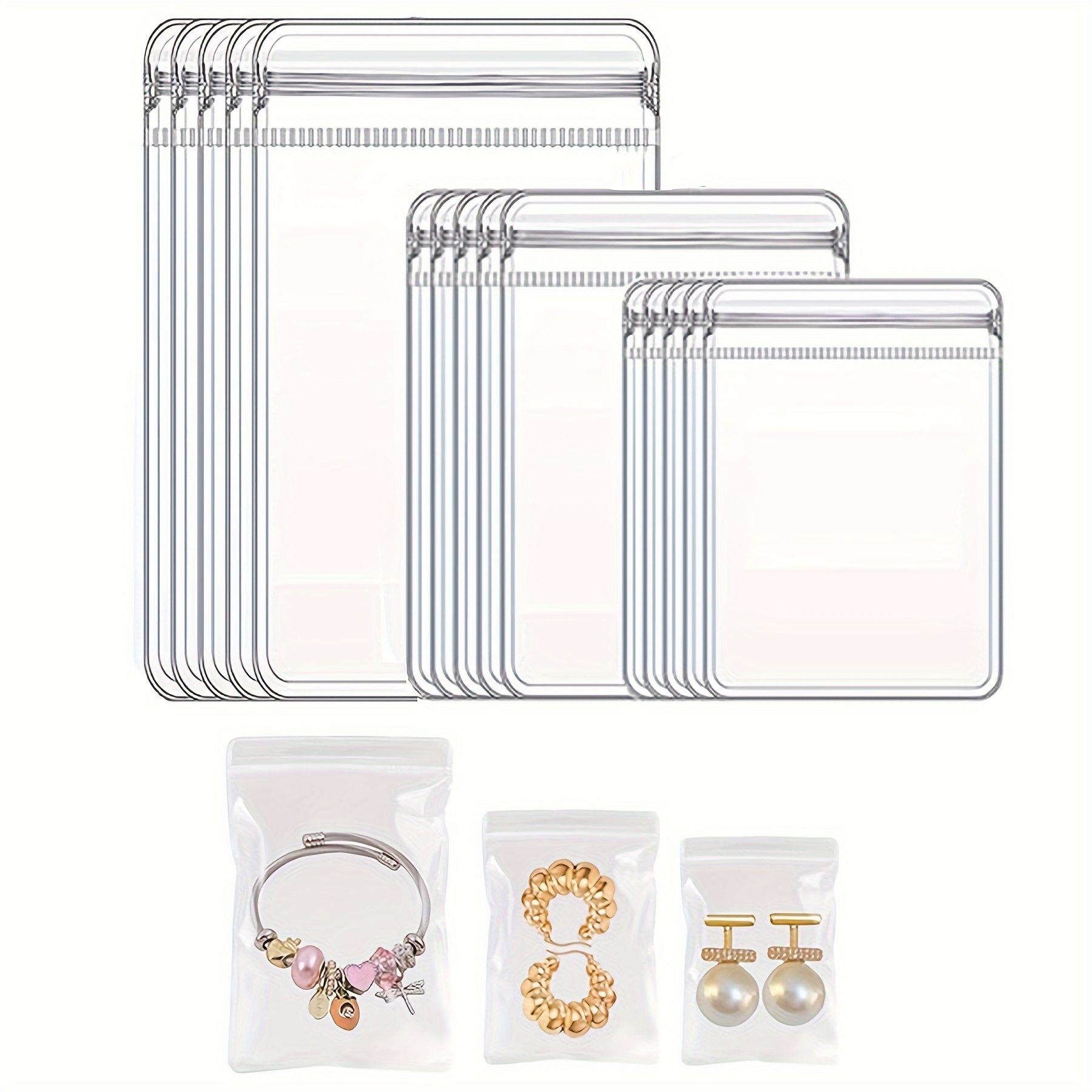 

150pcs Clear Pvc Jewelry Bags Plastic Transparent Jewelry Rings Earrings Packing Storage