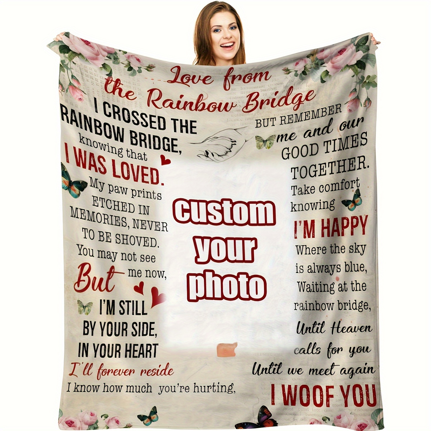 

Personalized Pet Photo Flannel Blanket - Custom , Cozy Throw For Couch Or Bed