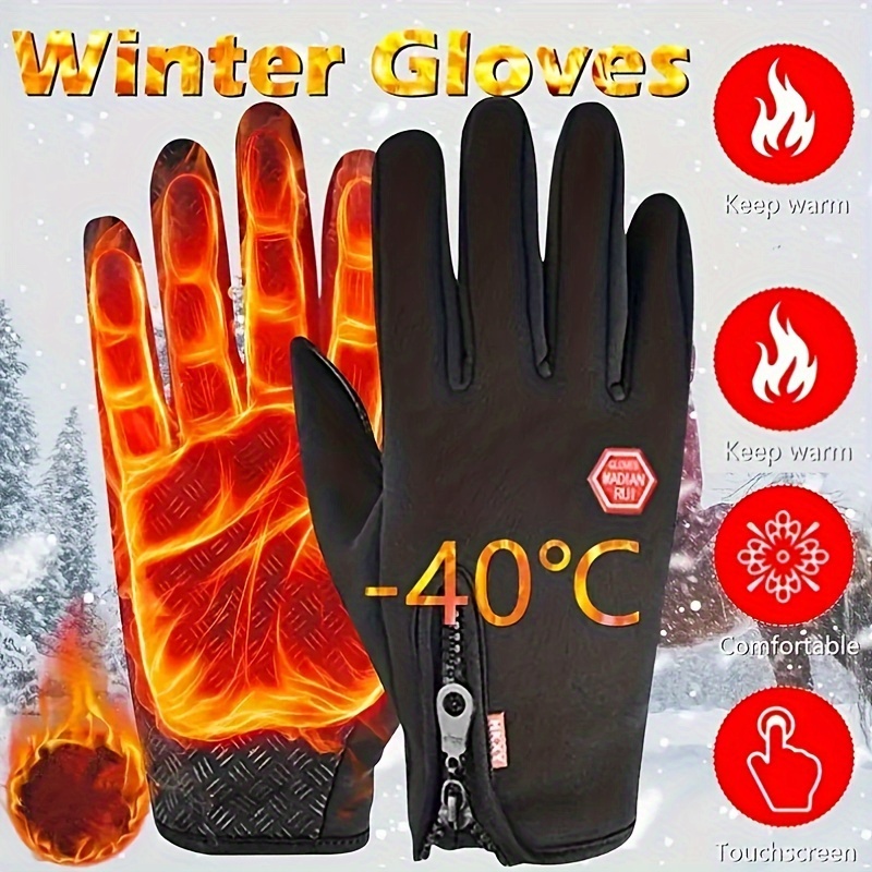 

Winter Gloves For Cycling & Motorcycle Riding - Warm, With Zipper Closure, Non-slip Grip