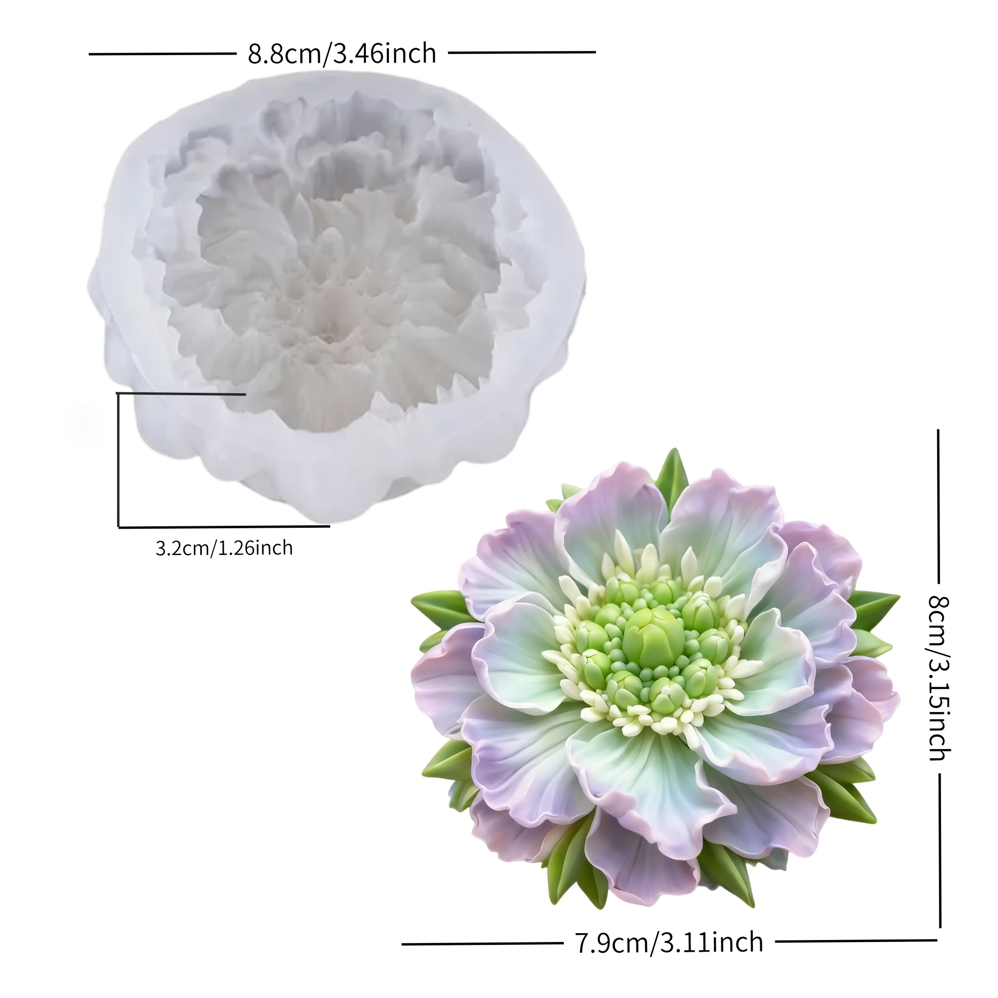E-shop [Harzgussformen] 3D Pfingstrose Blumen Silikonformen Farbverlauf Schichtblumen Gips Harz Dekorationsform Handgefertigte Epoxid Ornamente
