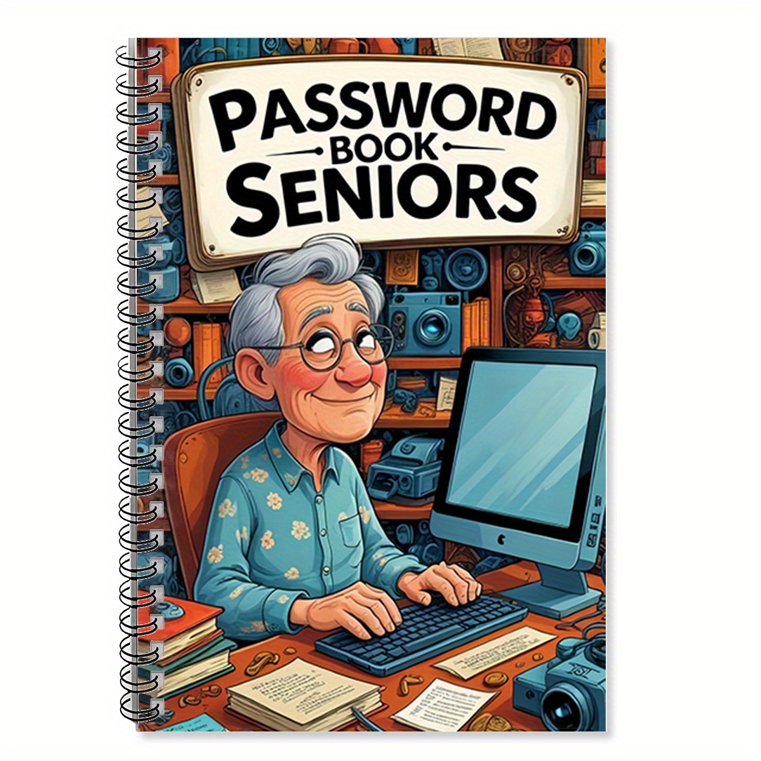 TEMU 1pc - Friendly Password Notebook And Organizer - 70-page Spiral-bound Notebook With Tabbed Dividers For Internet , Usernames/, Phone Numbers,