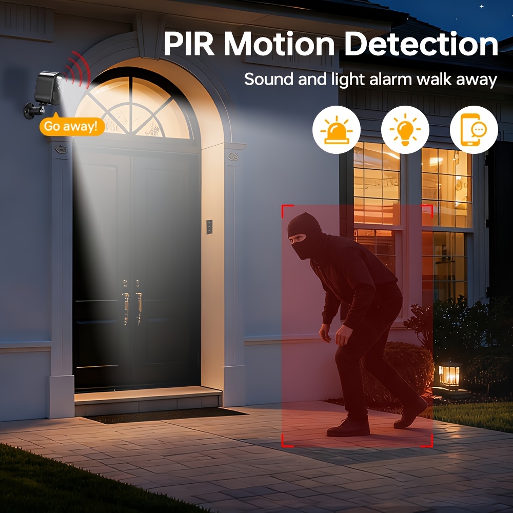 Battery Wifi Surveillance Camera 2K, Outdoor Wireless Smart Home Security Camera, Network Monitoring Camera with Rechargeable Battery, PIR Motion Detection, Color Night Vision, 2-Way Audio, APP Notification, Remote Phone Access, 2.4/5G WIFI