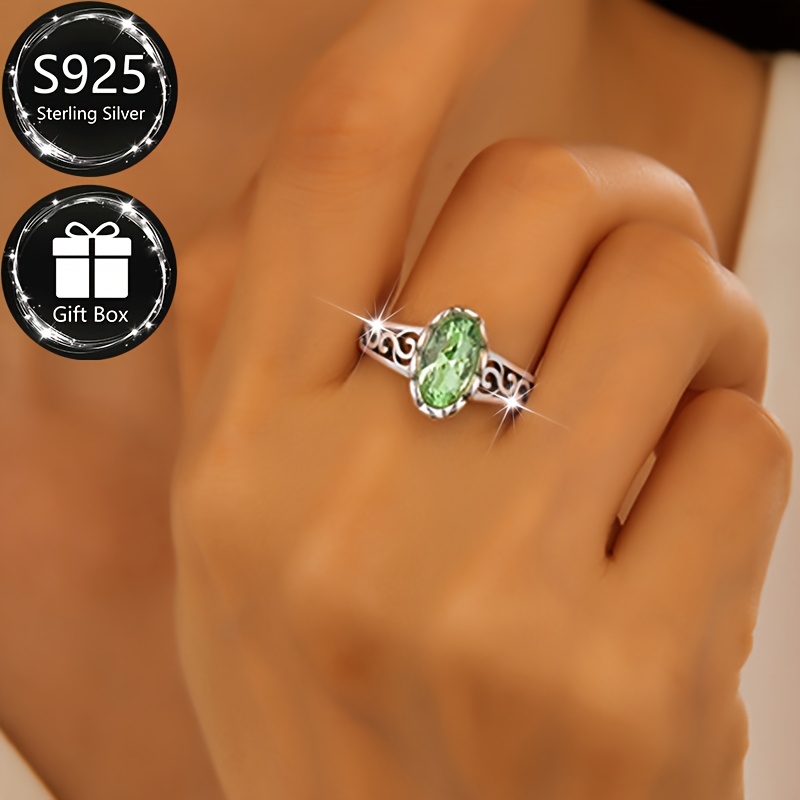 Vintage Infinity Hollow S925 Silver Zirconia Ring August Birthstone Gift