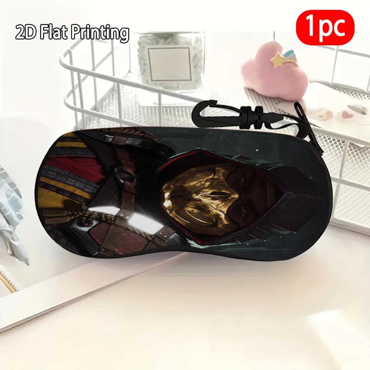 1pc, golden  , themed glasses case, halloween, christmas gift, holiday gift for  , portable travel accessory, daily use, portable with hook, unisex, reusable,   suitable for glasses and accessories, fashion glasses case,   used for, fashion glasses,    ,  ,   lens,  , mouth cover case, chip and dal 0