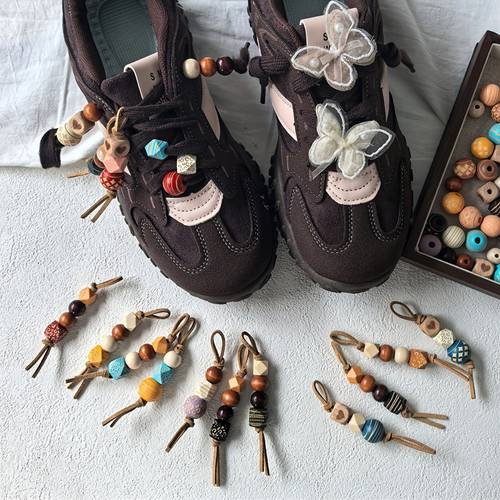 item picture 4 10pcs shoelace accessory set 10pcs random style wooden beads bohemian style shoelaces suitable for shoe with lace accessory set and cute satin shoelace additions without battery