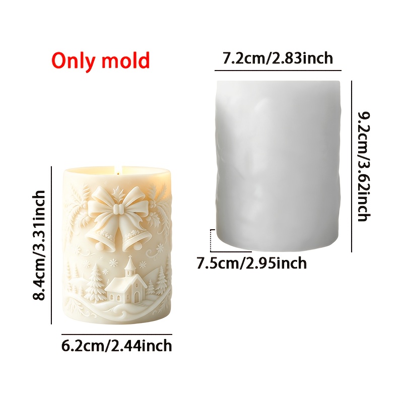 TEMU Resin Silicone Mold - Christmas Relief Cylindrical Silicone Mold, Snow Scene Pattern Candle Gypsum Drop Jewelry Handmade Mold