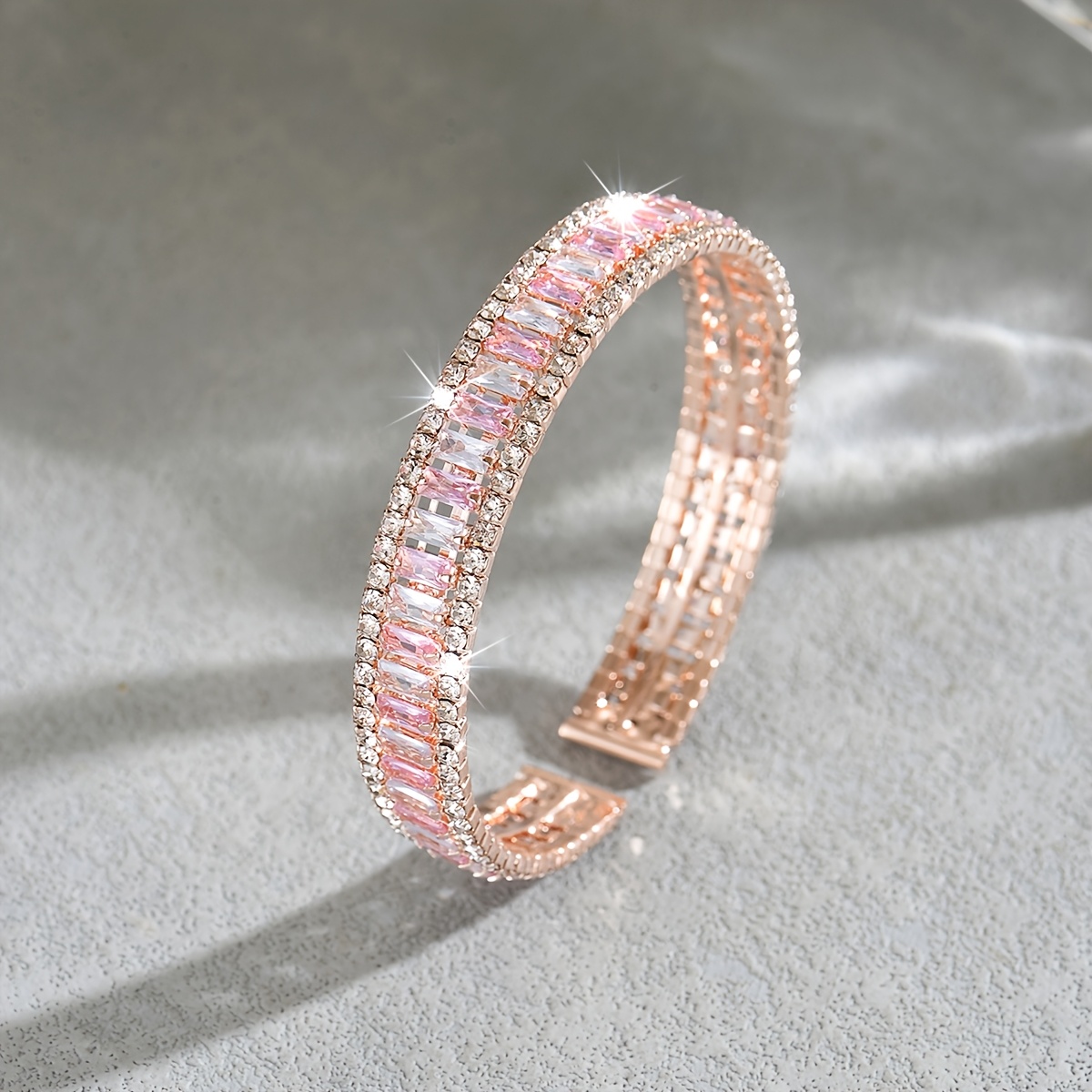 TEMU Rhinestone Zirconia Open Korean Style Minimalist Geometric Fashion Influencer Artistic Style