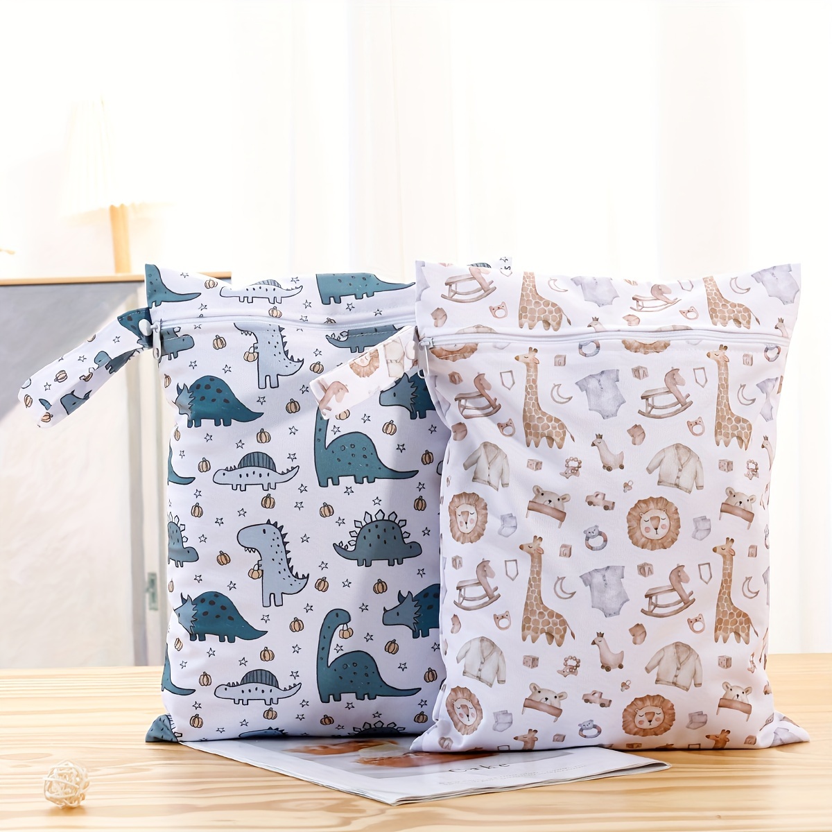 2pcs (10.2 X 14.1in) Diaper Bags, Portable Storage Bags, Wet Dry Bags